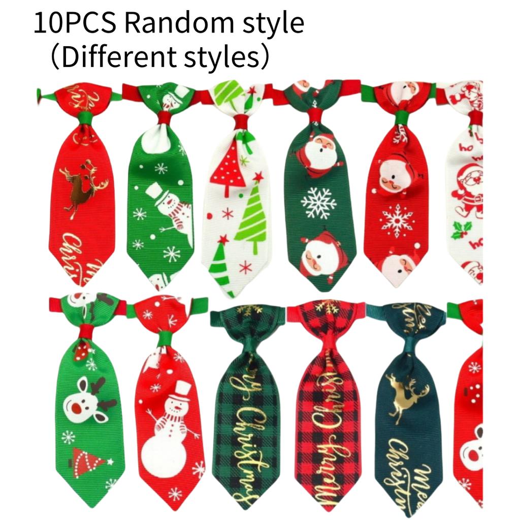 Christmas Elements Pet Puppy Dog Ties with Adjustable Collar X-mas Charms Ties for Small Pet Cats Small Dog Puppy Random Style