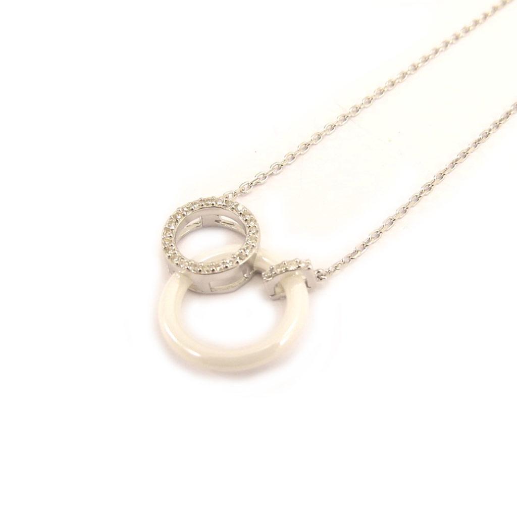 Les Trésors De Lily [L4607] - Серебряное колье 'Сисси' белое серебро (родиевое покрытие) - 20x15 мм (керамика)