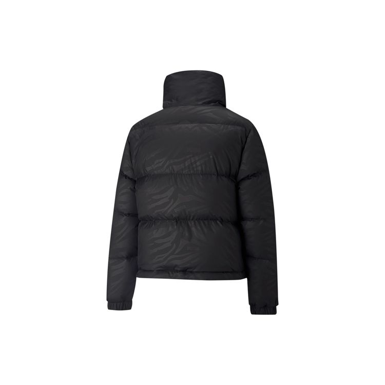 Puma Пуховик с принтом логотипа, короткий воротник-стойка, теплый пуховик, женская верхняя одежда, черный 846364-01