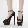 Sandals Women Rivets Peep Toe 16CM Stiletto High Heels Ankle Buckle Pumps Nightclub Pole Dance Catwalk Shoes Female