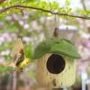 Hummingbird House for Outside Small Resin Hanging Birds House Decorative Green Leaf Birdhouse for Balcony Porch Backyard Decor