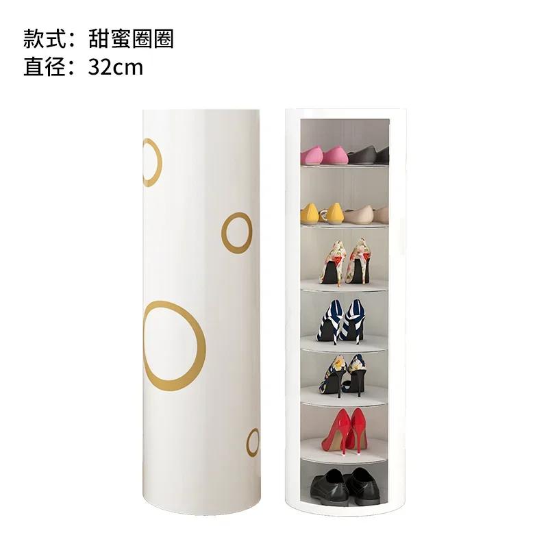 Поворотная открытая металлическая полка для обуви, креативная круглая обувная тумба для хранения обуви, декор для гостиной, шкаф для крыльца, домашний декор