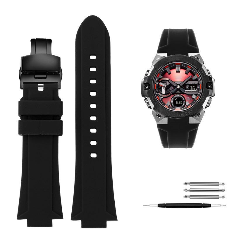 Classic Convex Mouth Silicone Watchband For Casio G-SHOCK Steel Heart GST-B400 Men's Sports Waterproof Rubber Strap Bracelet Accessories