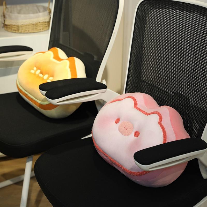 Подушка-игрушка из сыра средней прожарки, забавная, в виде хлеба с маслом, кота, поросенка, утолщенная, особой формы, декоративная подушка для прикроватной тумбочки, дивана