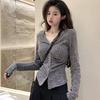 American Gentle Women's Knitted Sweater: Autumn Long-Sleeve Slimming Cardigan with Lapel Design