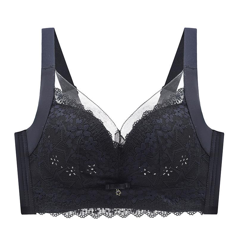 Large Size Women Lingerie Full Cup Minimizer Thin Bra Wireless Brassiere Sexy Lace Underwear Gathered Push Up Bralette