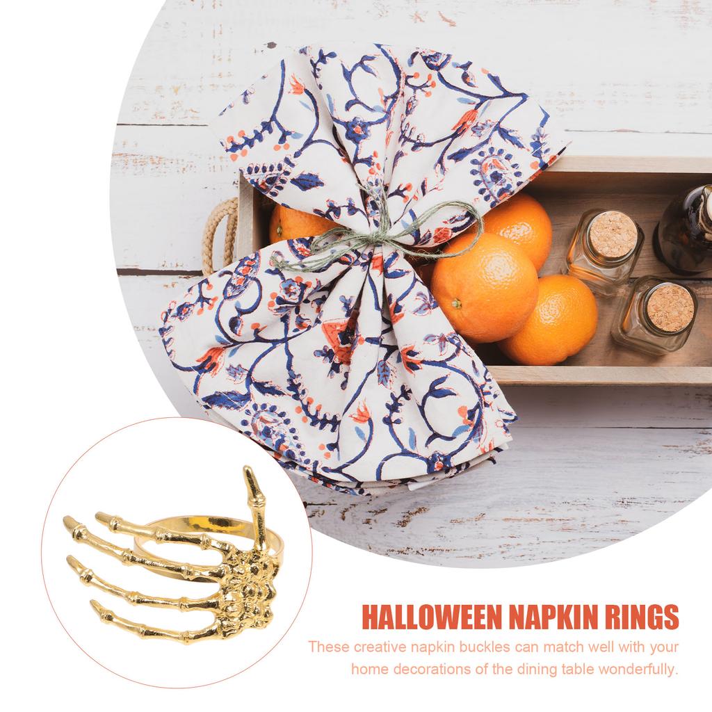 6 шт. пряжка для салфетки в виде летучей мыши и призрака, ретро-украшение, кольца, принадлежности для стола, держатели для Хэллоуина, серебряные украшения