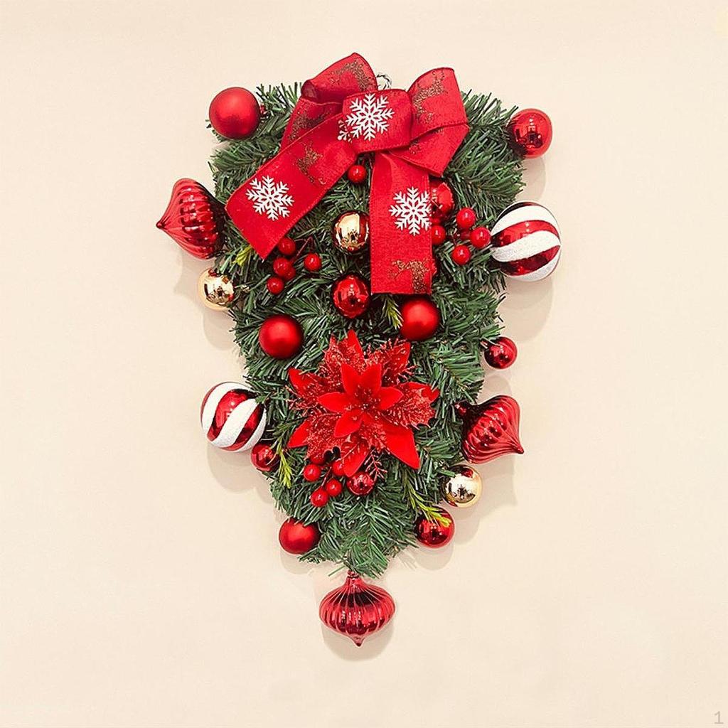 Artificial Christmas Teardrop Swag Wreath Wall Hanging Ornament for Festival Shelf Garden