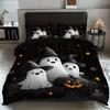 3-piece Halloween Themed Pumpkin, Ghost, Castle Pattern, 1 Quill Cover+2 Pillowcases, Coreless, Soft and Comfortable Bedding Set