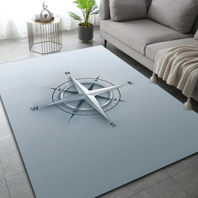 Ретро Компас Карта Карта Мира Ковер, Ковер для Гостиной Спальни Украшение Дивана, Кухонный Придверный Коврик Нескользящий Напольный Коврик Крутой