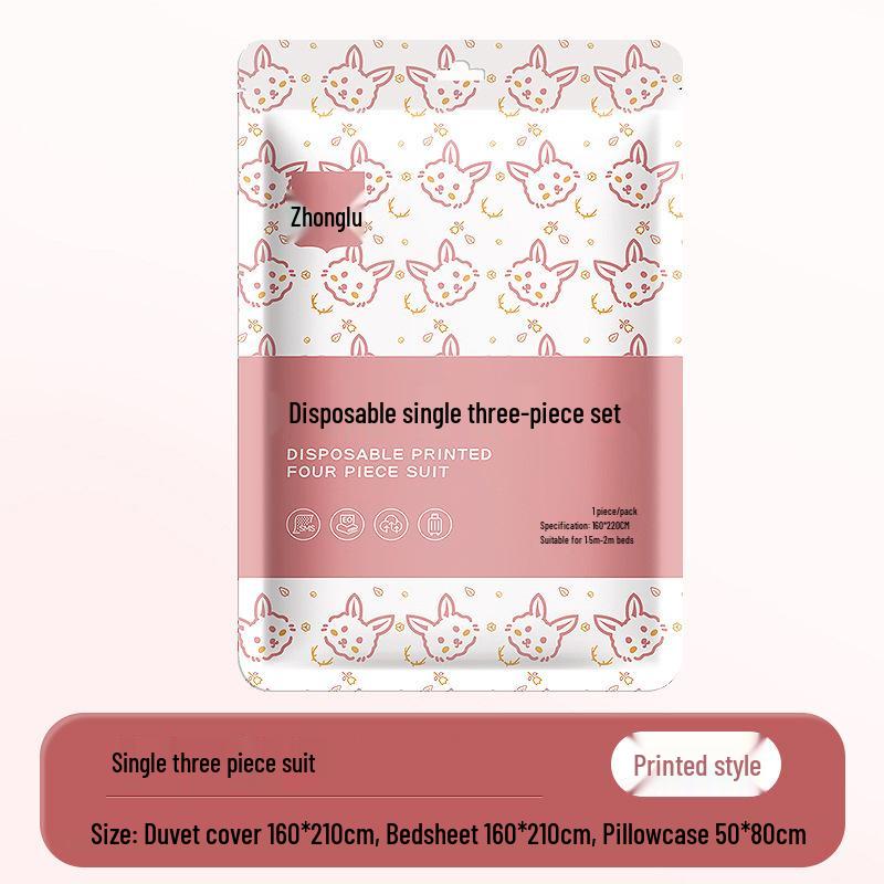 Дорожный одноразовый комплект простыни и пододеяльника для двуспальной кровати - 4 предмета