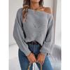 Women's Autumn and Winter Casual Cut-out One-neck Off-the-shoulder Balloon Sleeve Sweater
