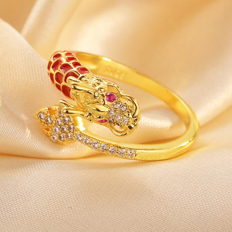 Кольцо на год Дракона, год рождения, знак зодиака, открытое, женское, легкое, роскошное, продвинутое, осенне-зимнее, кольцо, кольцо