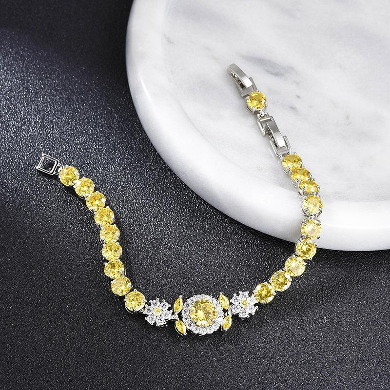 Цветок Фиолетовый Легкая Роскошь Ювелирные Изделия Подарок Подруге Натуральный Аметист Циркон Женский Браслет