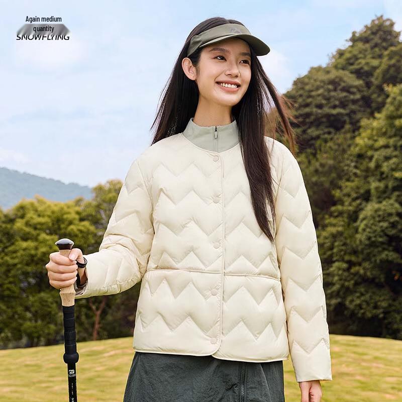 SNOWFLYING Lightweight Single-Breasted Crew Neck Women's Down Jacket