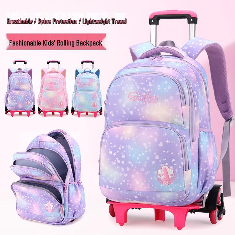 ZIRANYU Detachable Rolling Backpack for Girls
