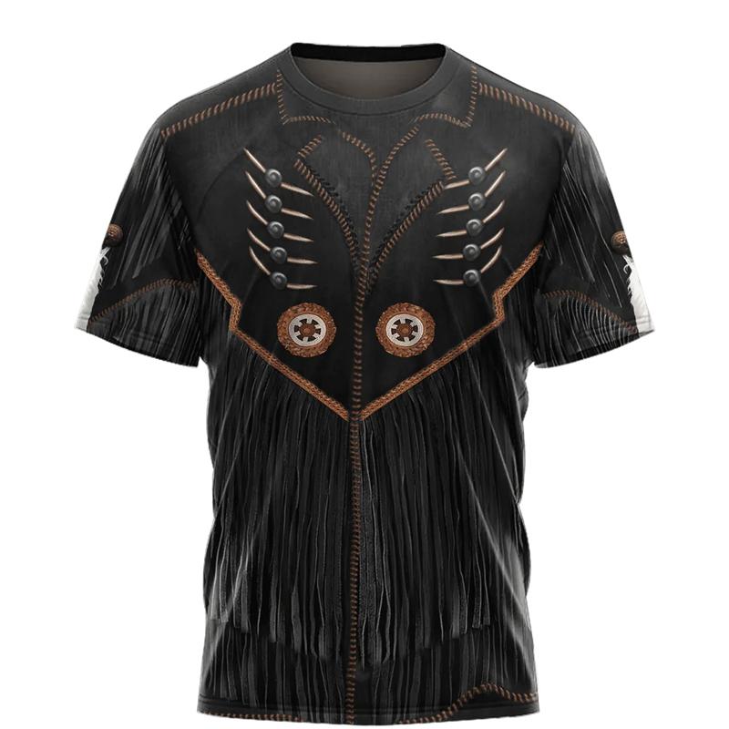 Смешная футболка для косплея ковбоя, мужская, с принтом personality, уличная, с коротким рукавом, 3D-принт, узор с имитацией лацканов, модная футболка в стиле Харадзюку