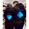Толстовки с принтом короля и королевы для влюбленных, модные женские и мужские повседневные графические креативные парные толстовки, осенне-зимние пуловеры
