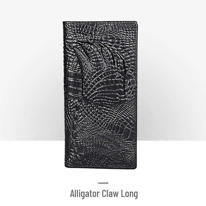 Мужской ретро кошелек из тисненой кожи – длинный, с тиснением под крокодила, с отделениями для нескольких карт и монетницей.