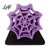 Black Spider Web Mats Shaped Coaster Heat Resistant Hollow Design Cup Mat Unique 3D Printed Halloween Style Desktop Pad for Table Protection