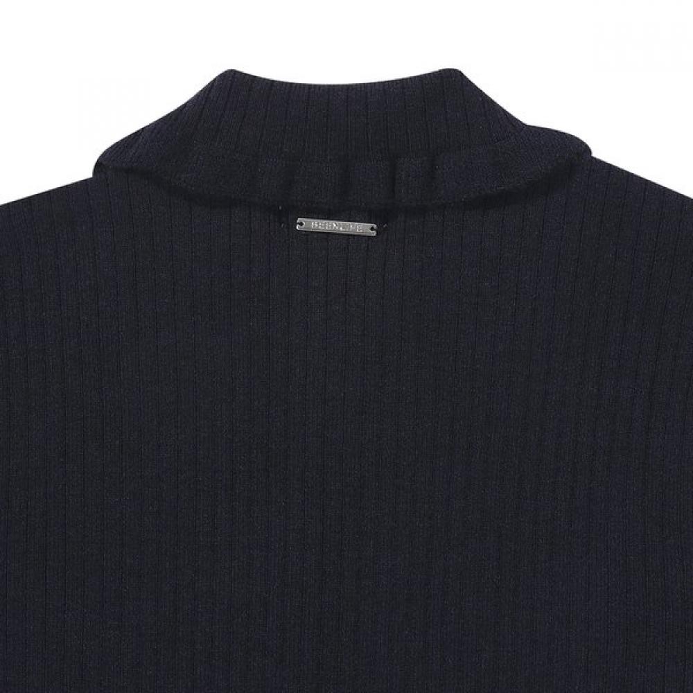 The Coffee Bean Tea Leaf Navy Ribbed Collar Knit Cardigan Ba14ck01nv