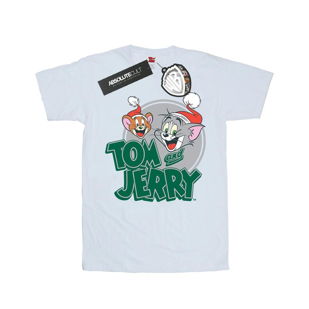 Tom And Jerry Womens/Ladies Christmas Greetings Cotton Boyfriend T-Shirt