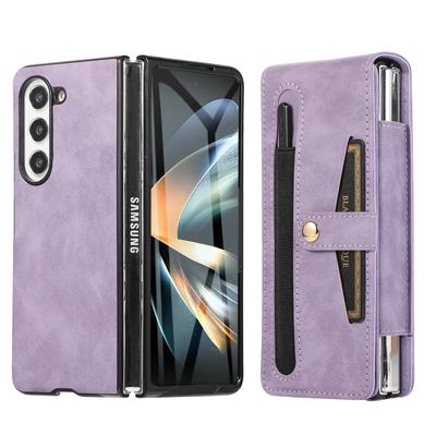 Противоударный защитный кожаный чехол с зажимом для ремня для Samsung Galaxy Z Fold 5 Fold5 Fold3 Fold4 Fold 3 4 2 Fold2 5G Сумка-кошелек S Pen