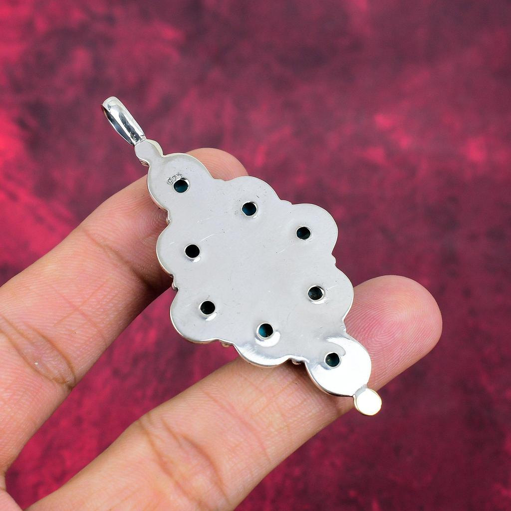 Голубой медный бирюзовый кулон ручной работы с драгоценными камнями, 925 пробы серебряный кулон, старинные ювелирные изделия, для подарка на помолвку