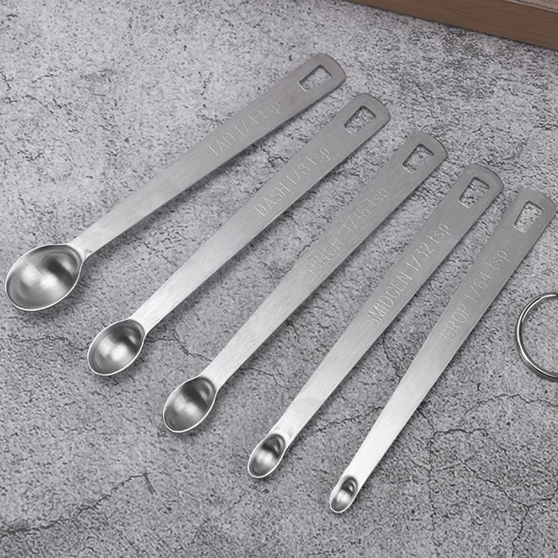5Pcs/Set Measuring Spoon Stainless Steel Coffee Seasoning Multiple Size Spoon