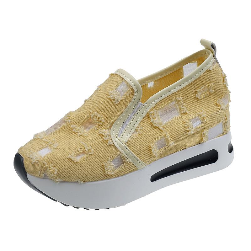 Летняя дышащая женская обувь большого размера, высокие одинарные туфли, женская повседневная спортивная обувь