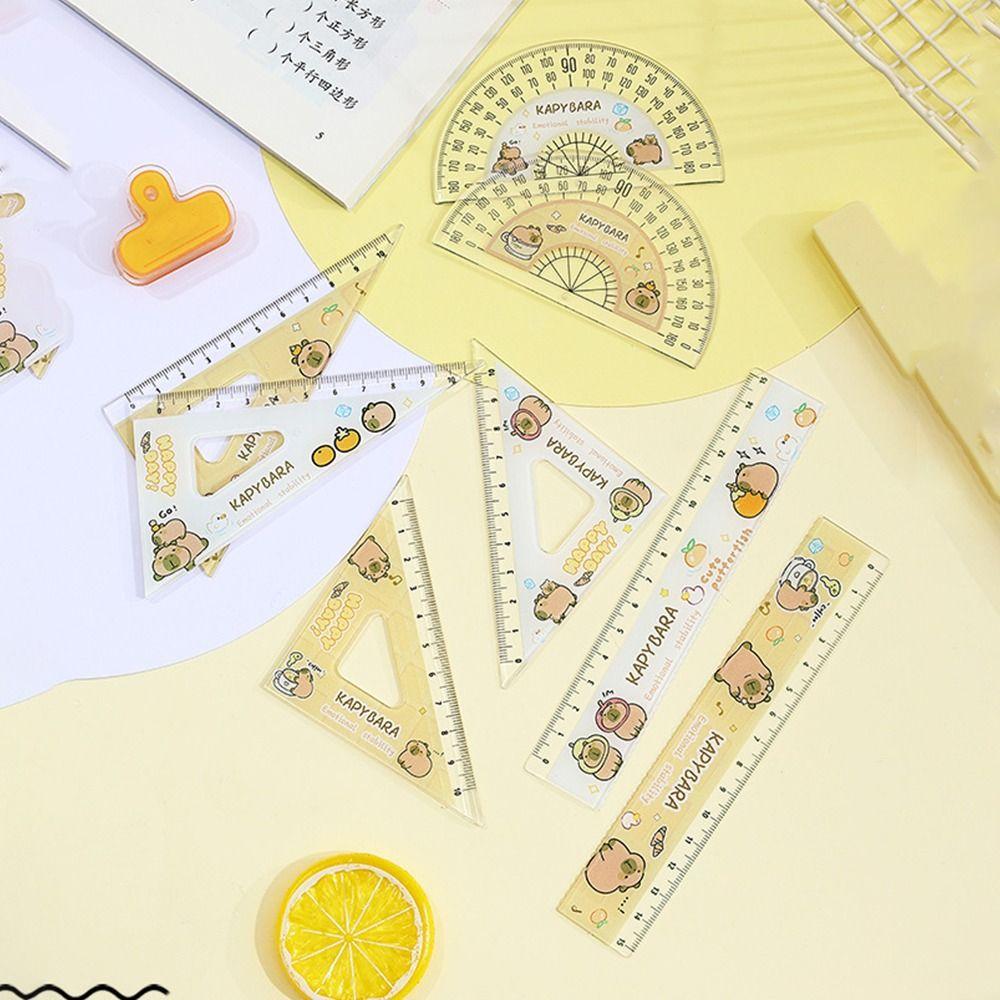 4pcs/set Acrylic Soft Ruler Set Office Supplies Straight Ruler Creative Set Square  Cute