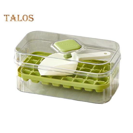 Форма для льда с лопаткой и контейнером, штабелируемая форма для льда для морозильника, легкосъемное силиконовое дно, дизайн с нажатием в одно касание, льдогенератор для напитков, кофе, коктейлей