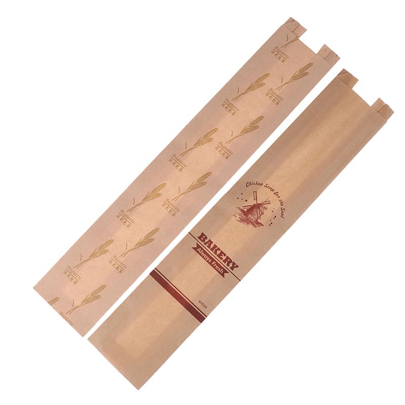 10Pcs Oil Proof Kraft Paper Long Bread Bags With Transparent Window Baguette Baking Packaging Bags For Birthday Party Event
