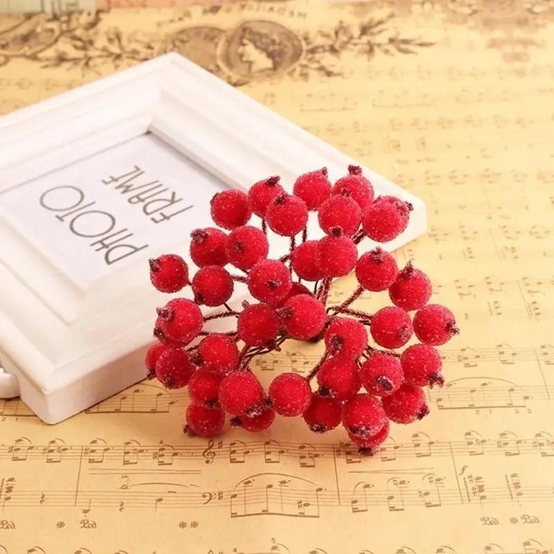 Mini FakeFruit Foam Berries Artificial Pomegranate RedCherry Bouquet Artificial Flower Decorations Christmas Red Berry Decor