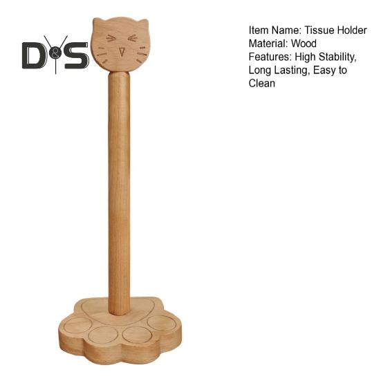 Держатель для бумажных полотенец для кошек, прочная конструкция, высокая устойчивость, легко чистить, отдельно стоящий деревянный органайзер для кухонных полотенец