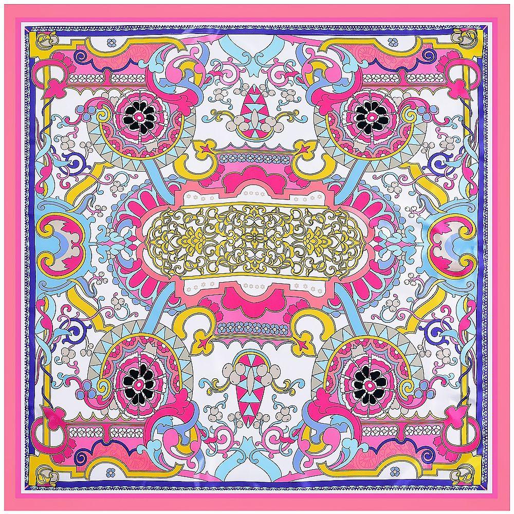 Luxury Four Leaf Clover Flower Headband Hijab Bandana Women Satin Silk Scarf Shawl Foulards Femme Square Scarves Wraps 90*90CM