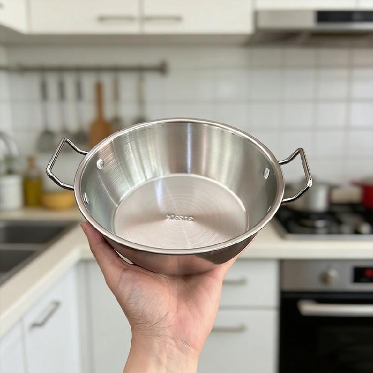 Многоцелевая корейская эстетичная чашка для рисового вина и ложка, нержавеющая сталь 304, сервировочная миска с эргономичными ручками
