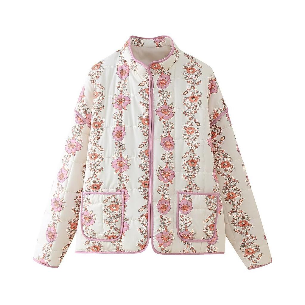 GMXIA Женские винтажные повседневные куртки и пальто с цветочным принтом на осень-зиму с длинным рукавом и квадратным воротником