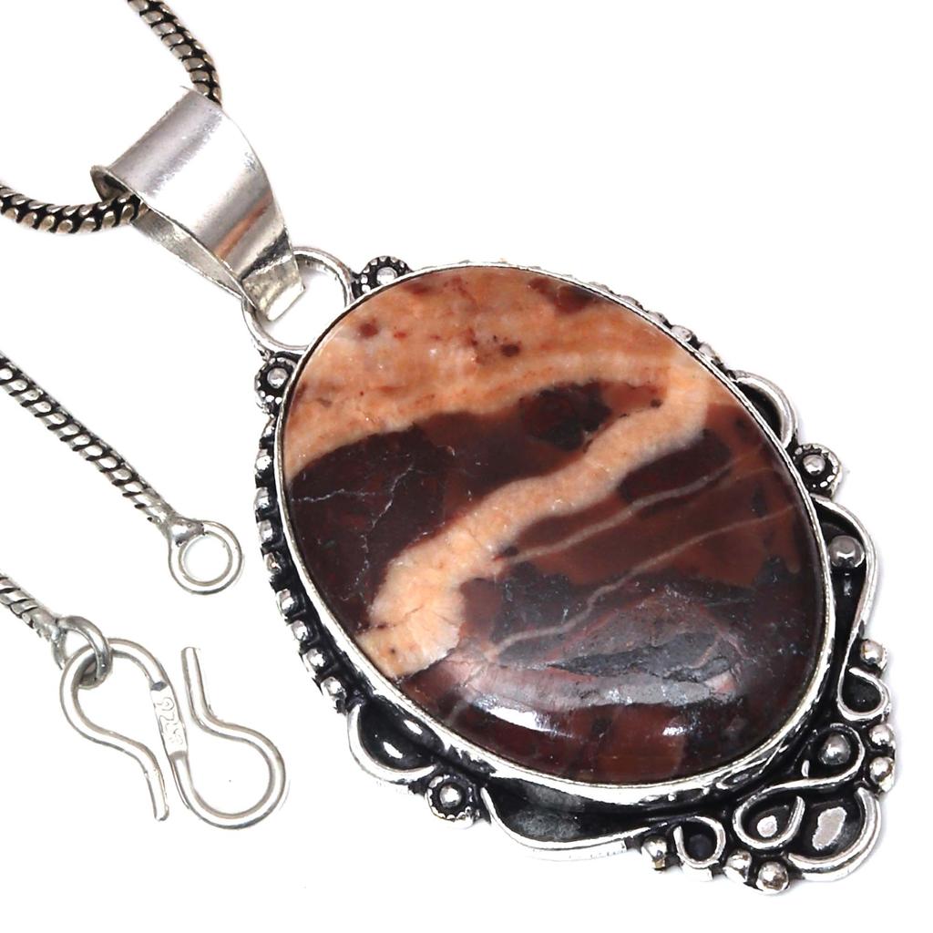 Подвеска дизайнерская яшма драгоценный камень День святого Валентина этническое серебряное украшение 2.5"