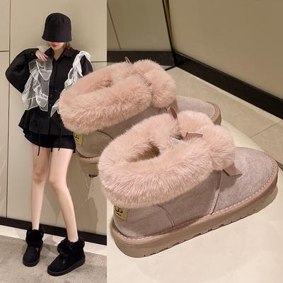 Женские ботильоны 2024 года из замши и кожи, теплая зимняя обувь на натуральном меху, модные зимние ботинки без застежек для женщин Zapatillas Mujer