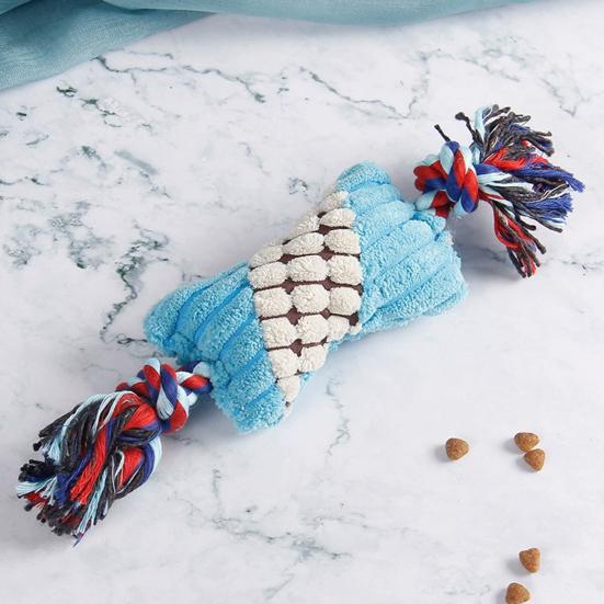 Plush Candy Dog Toy Interactive Chew Toy Rope Squeaky Stuffed Knot Puppy Tug of War Toy