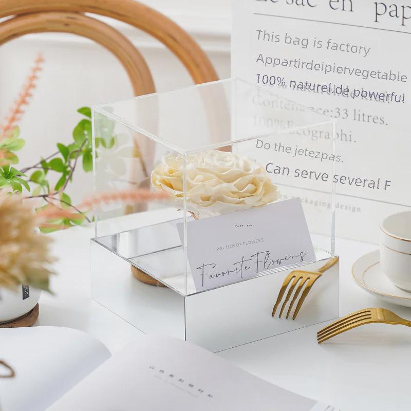 Custom Portable Transparent Acrylic Flower Gift Box