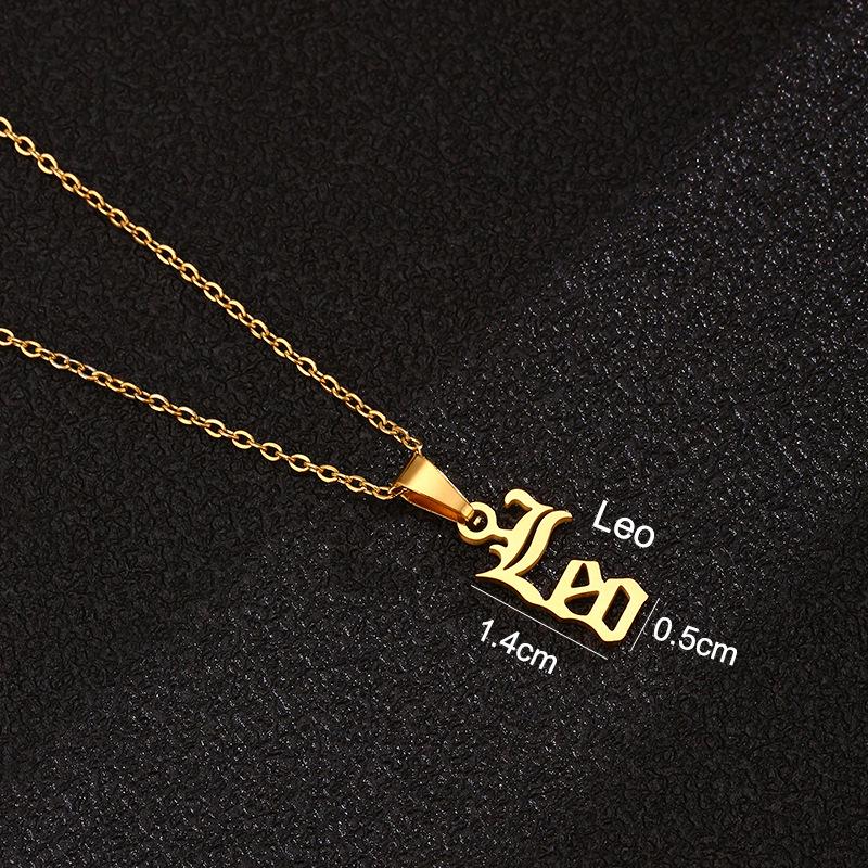 Twelve Constellation Stainless Steel English Letter Necklace - Unisex Titanium Pendant Chain