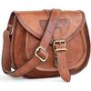 Genuine Leather Small Crossbody Purses for Women Vintage Shoulder Crossover Leather Satchel for Ladies Handbag Purse, 9 Inch (Brown)