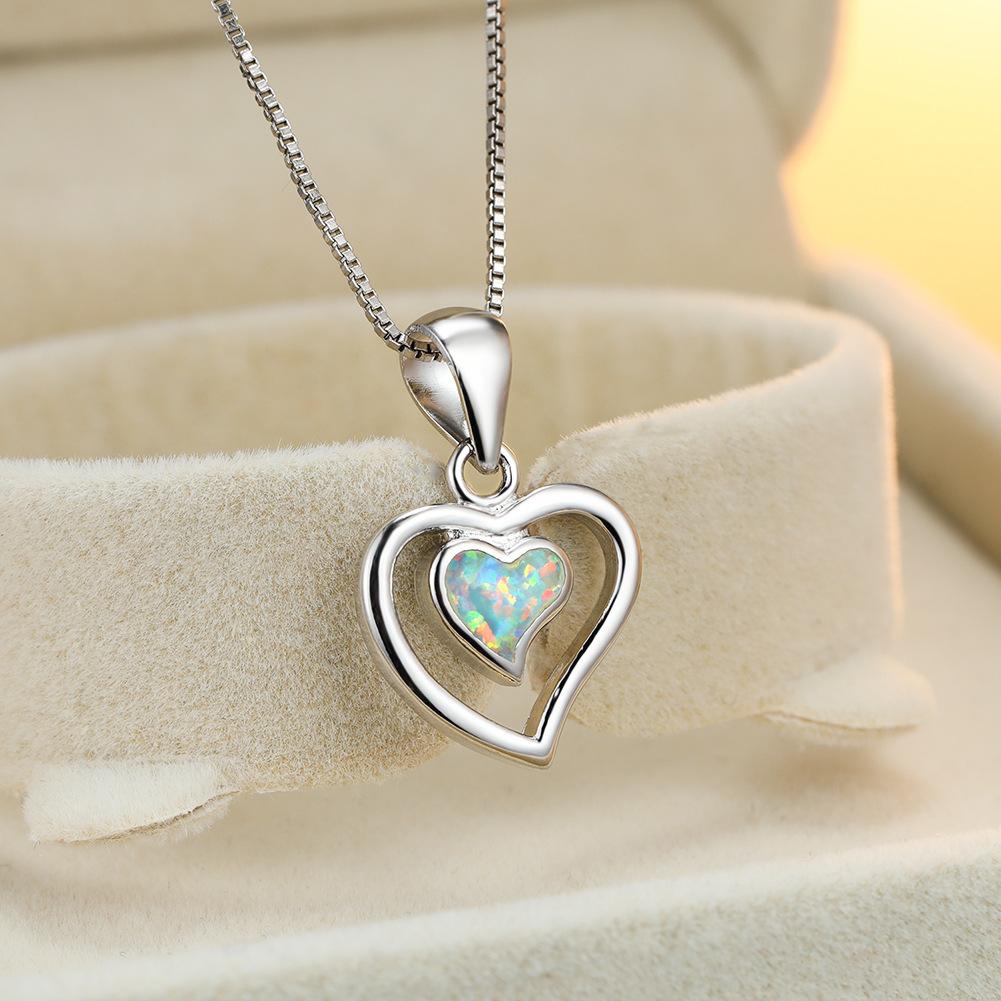 European and American Jewelry Double Heart Design Necklace Womens Design Sense Heart Shaped