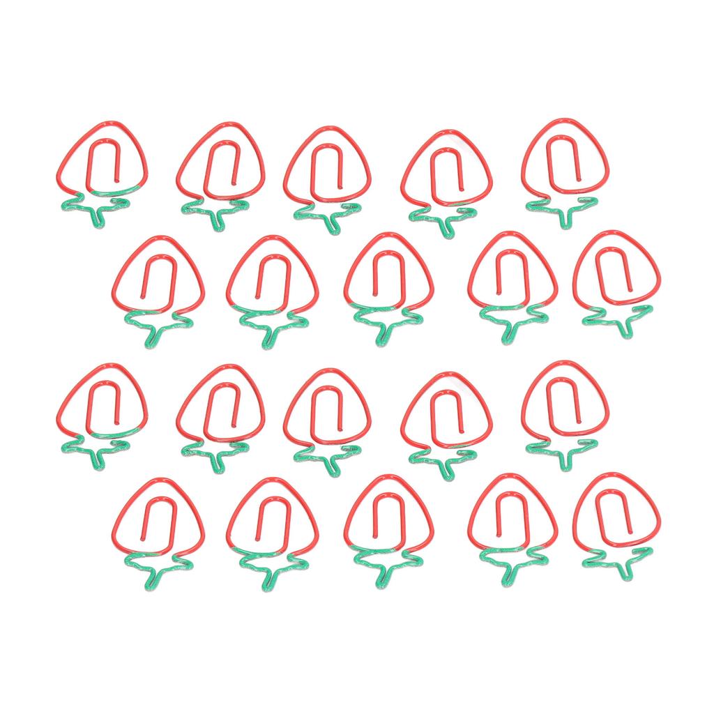 100 шт. Скрепки для бумаги «Клубника», Гальванизированный металл, Стиль «Клубника», Широкое применение, Милые скрепки для бумаги