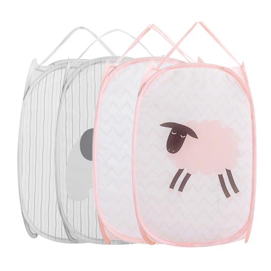 Складная ручка, слон, овца, полосатая корзина для белья, сетчатая сумка-контейнер