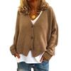 Women's Fashion Oversized Knit Cardigan Sweater With Buttons Long Sleeves Solid Color Jacket