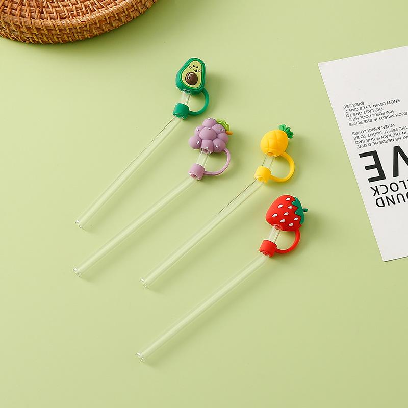 Фруктовая соломенная чашка с крышкой, симпатичная, в стиле Ins, свежая стеклянная чашка, открывающаяся для завтрака в офисе, сувенир