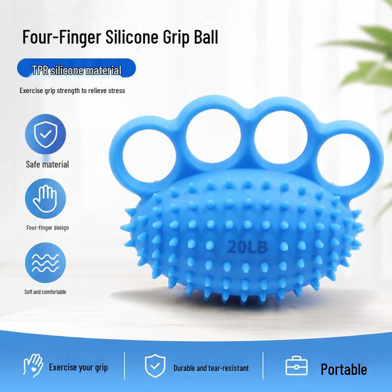 Silicone Four-Finger Grip Soft Ball for Beginner Hand Therapy and Strength Rehabilitation